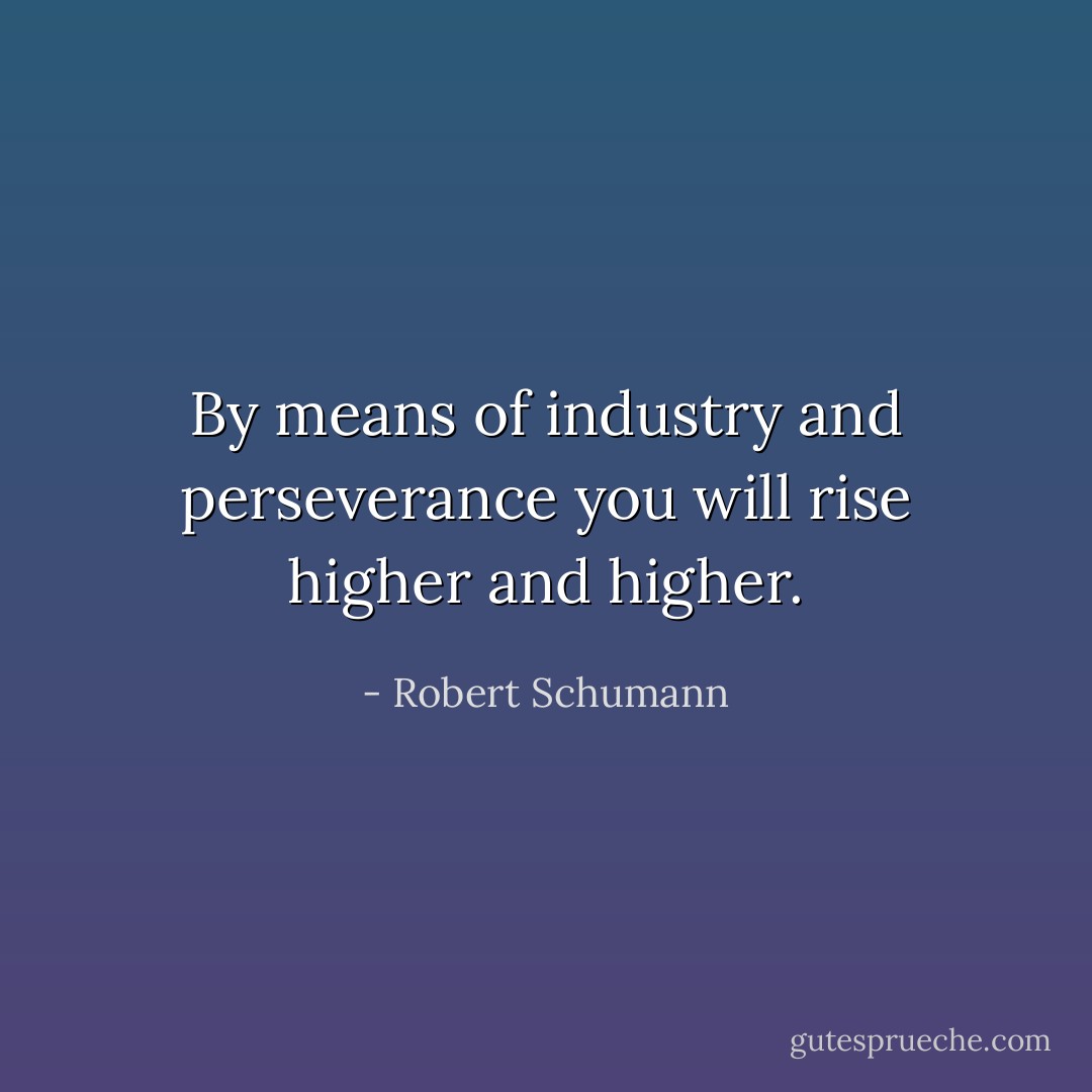 By means of industry and perseverance you will rise higher and higher. - Robert Schumann