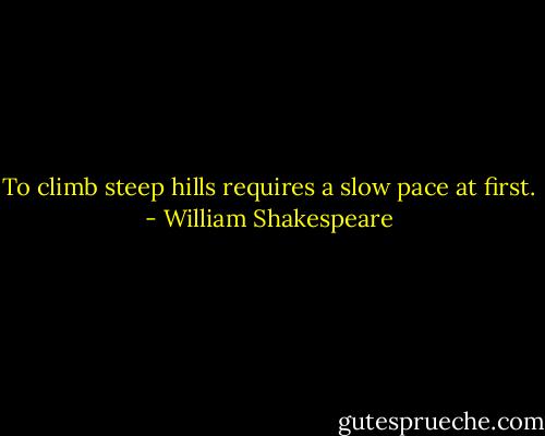 To climb steep hills requires a slow pace at first. - William Shakespeare