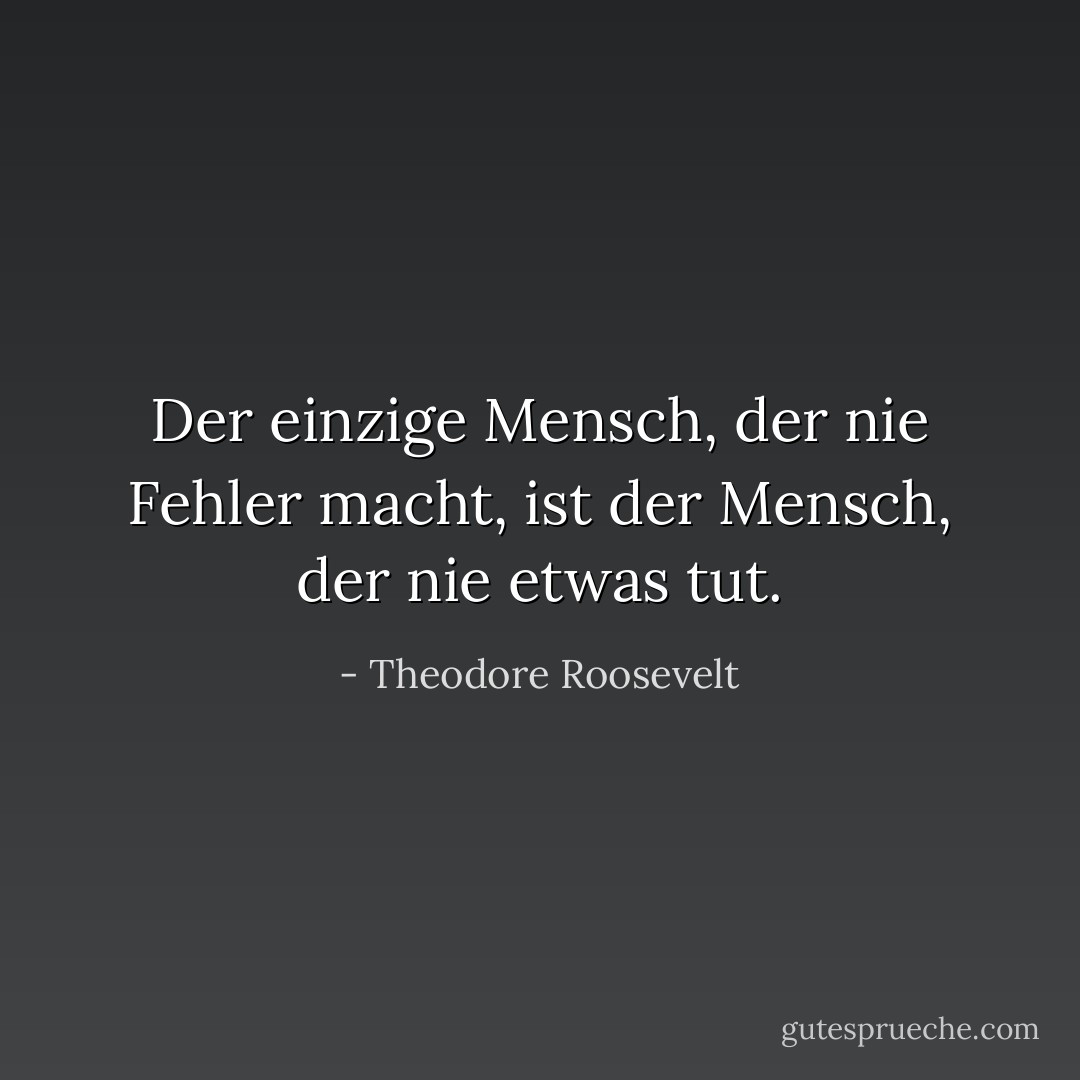Der einzige Mensch, der nie Fehler macht, ist der Mensch, der nie etwas tut. - Theodore Roosevelt<