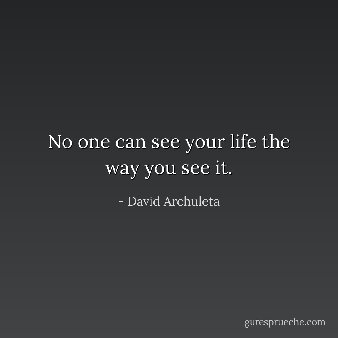 No one can see your life the way you see it. - David Archuleta