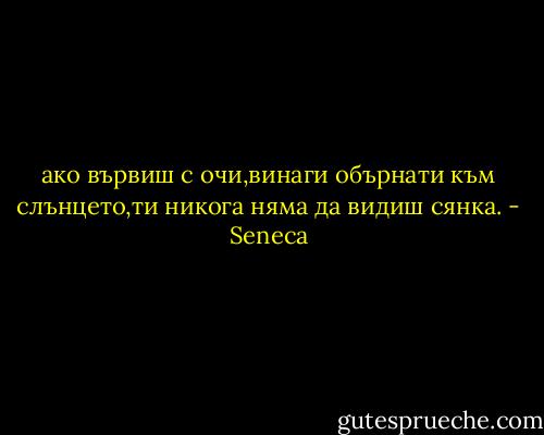 ако вървиш с очи,винаги обърнати към слънцето,ти никога няма да видиш сянка. - Seneca