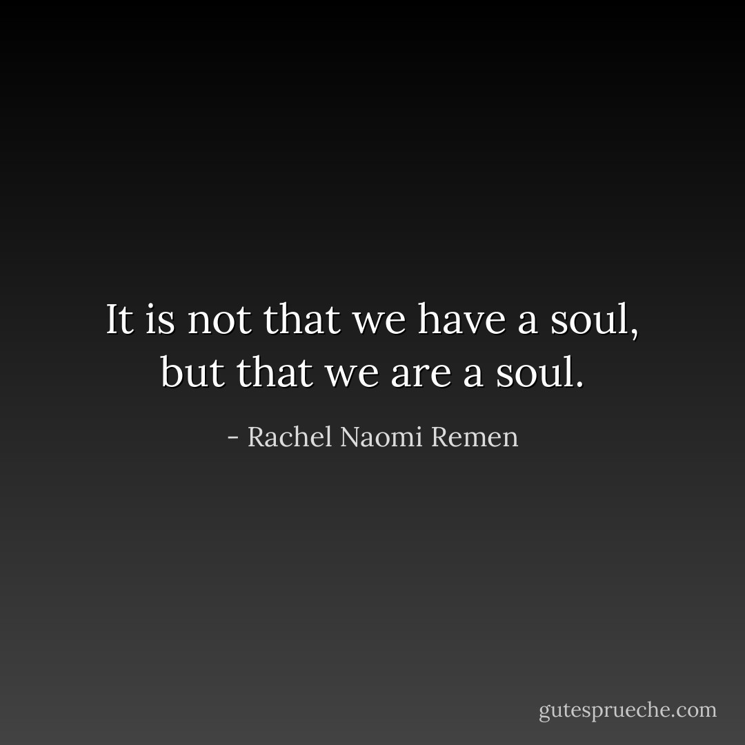 It is not that we have a soul, but that we are a soul. - Rachel Naomi Remen