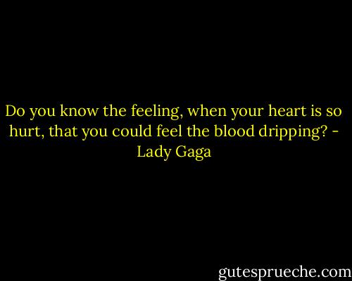 Do you know the feeling, when your heart is so hurt, that you could feel the blood dripping? - Lady Gaga