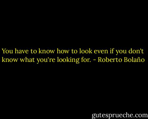 You have to know how to look even if you don't know what you're looking for. - Roberto Bolaño