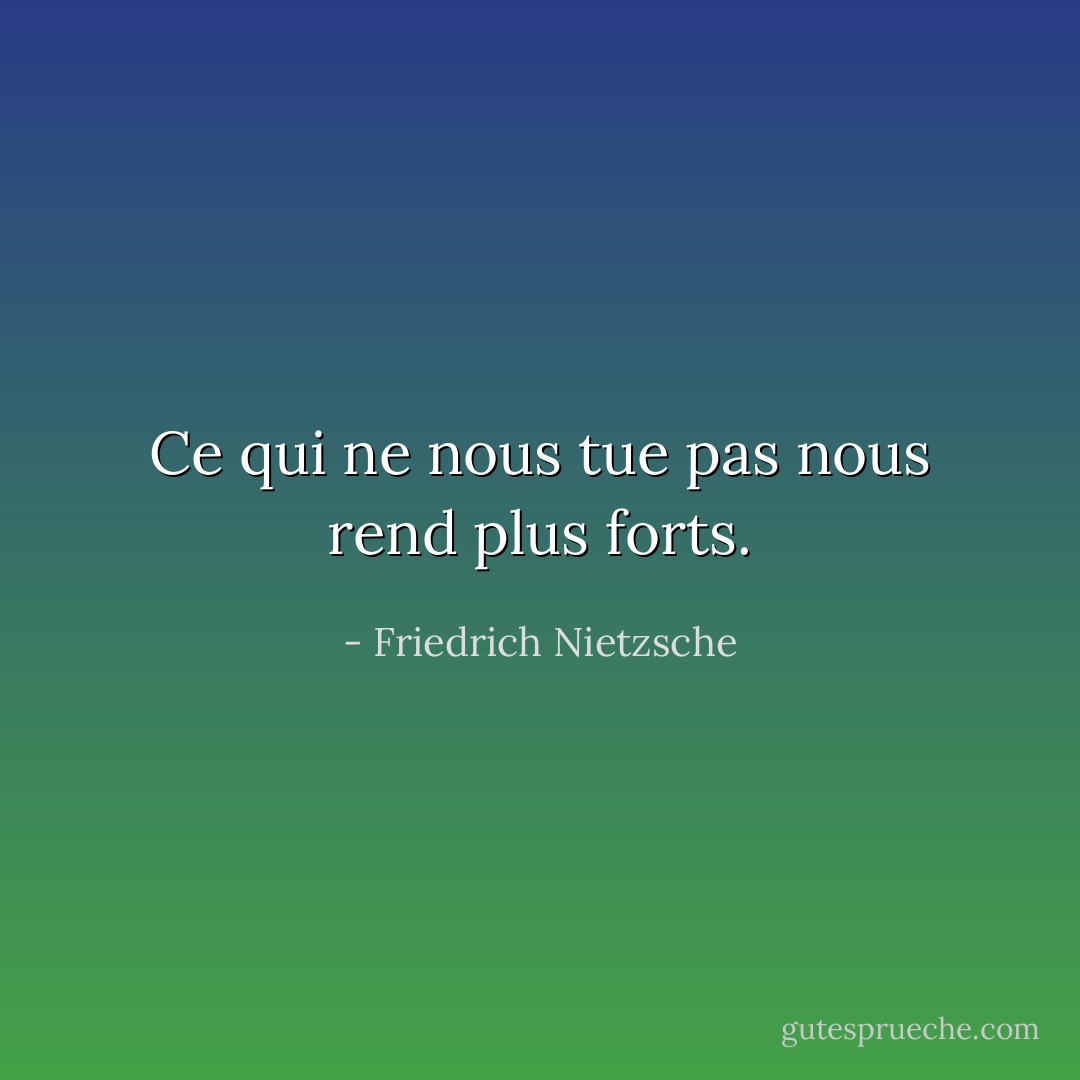 Ce qui ne nous tue pas nous rend plus forts. - Friedrich Nietzsche