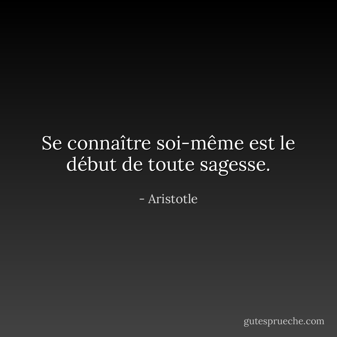 Se connaître soi-même est le début de toute sagesse. - Aristotle