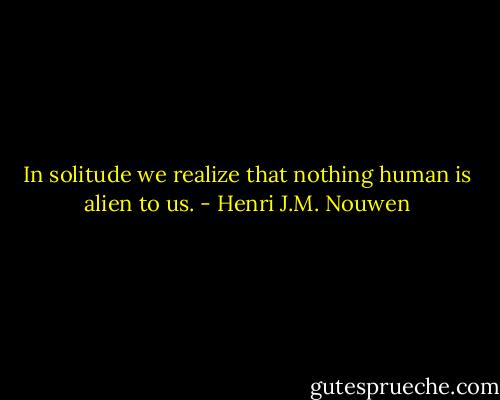 In solitude we realize that nothing human is alien to us. - Henri J.M. Nouwen
