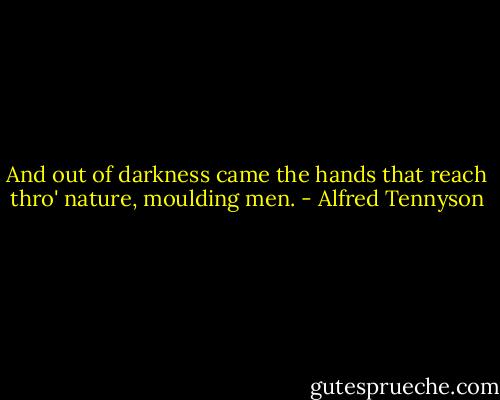 And out of darkness came the hands that reach thro' nature, moulding men. - Alfred Tennyson