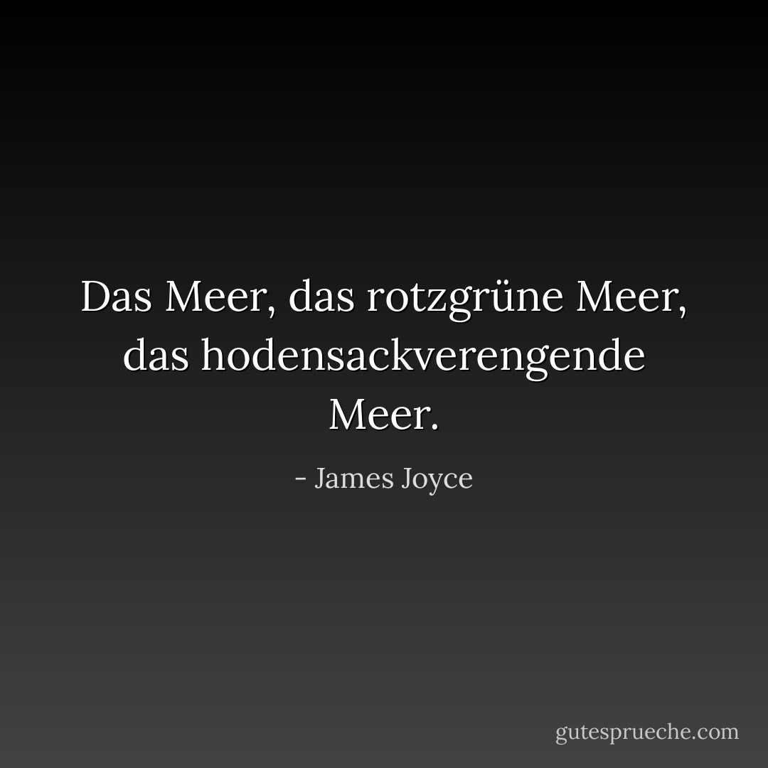 Das Meer, das rotzgrüne Meer, das hodensackverengende Meer. - James Joyce<