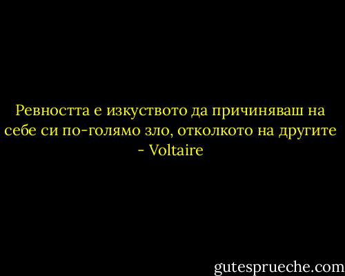 Ревността е изкуството да причиняваш на себе си по-голямо зло, отколкото на другите - Voltaire