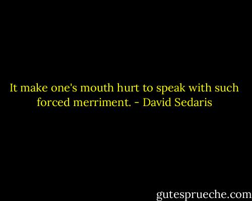 It make one's mouth hurt to speak with such forced merriment. - David Sedaris