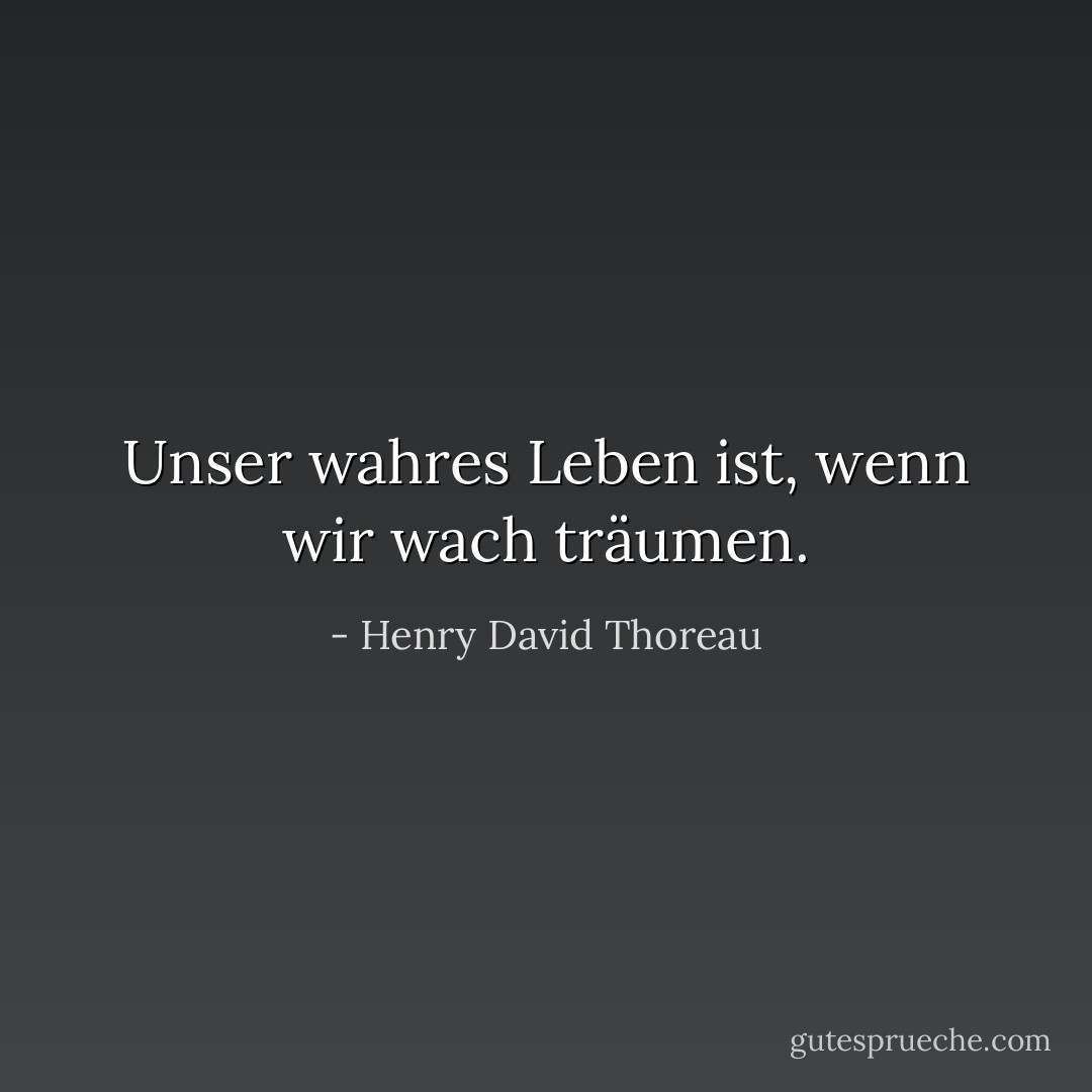 Unser wahres Leben ist, wenn wir wach träumen. - Henry David Thoreau<