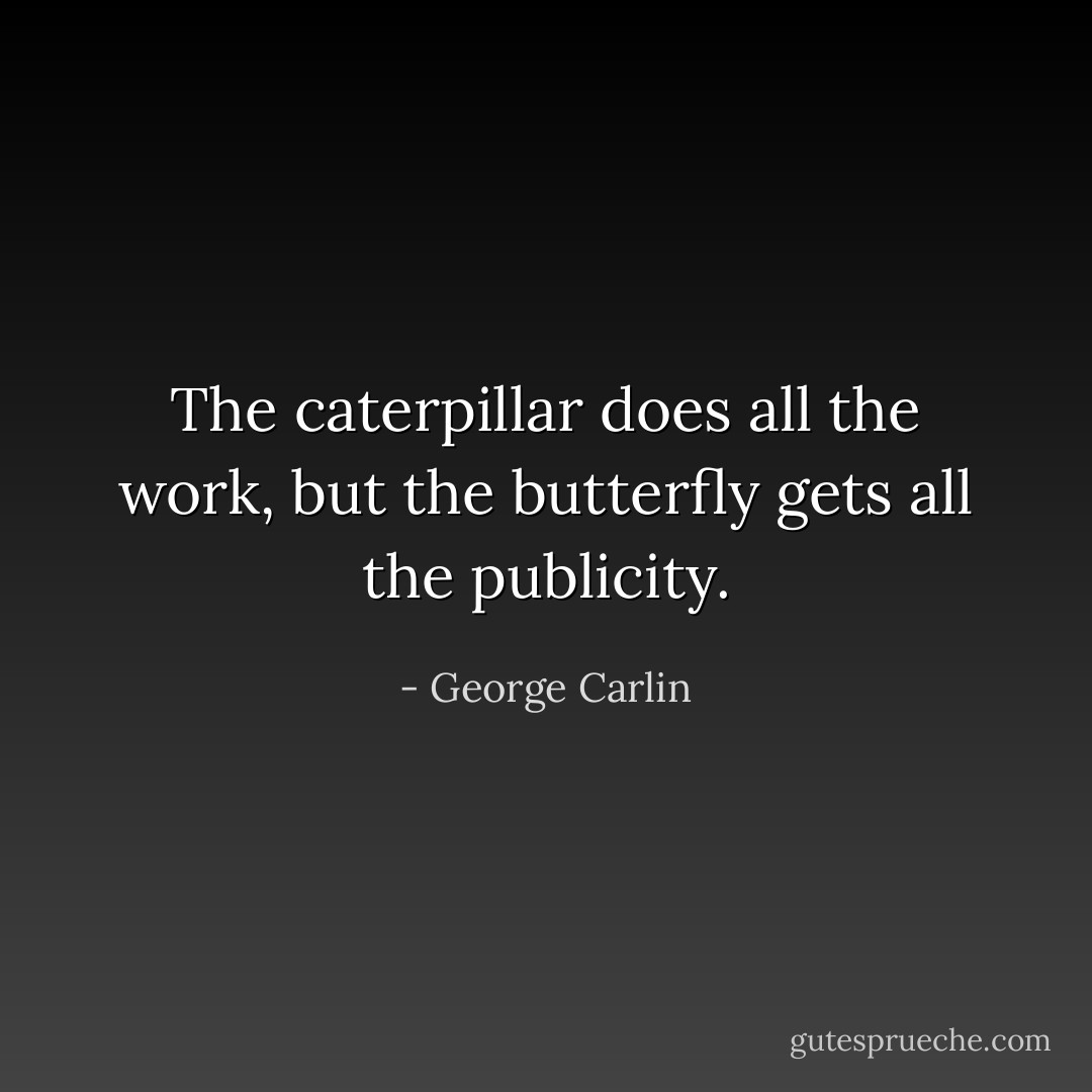 The caterpillar does all the work, but the butterfly gets all the publicity. - George Carlin