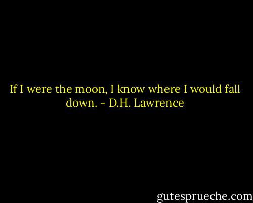 If I were the moon, I know where I would fall down. - D.H. Lawrence