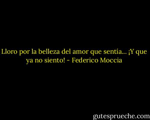 Lloro por la belleza del amor que sentía... ¡Y que ya no siento! - Federico Moccia
