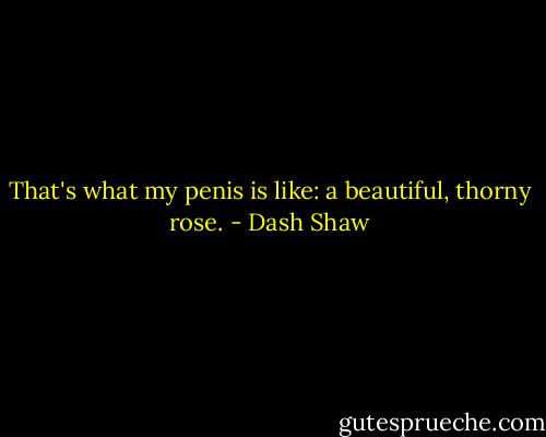 That's what my penis is like: a beautiful, thorny rose. - Dash Shaw