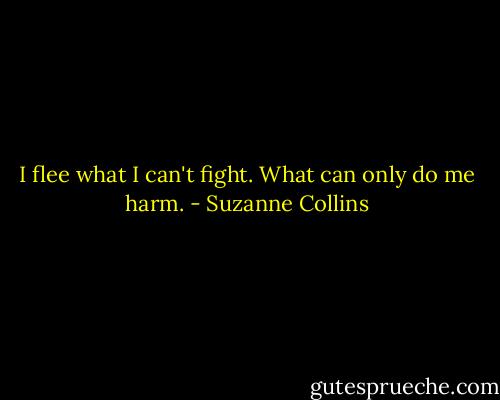 I flee what I can't fight. What can only do me harm. - Suzanne Collins