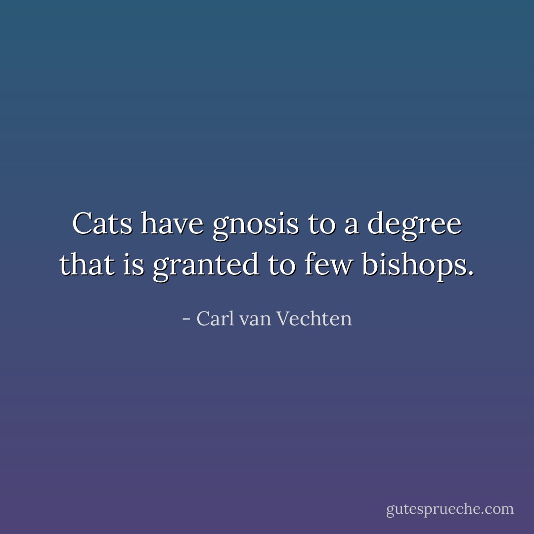 Cats have gnosis to a degree that is granted to few bishops. - Carl van Vechten