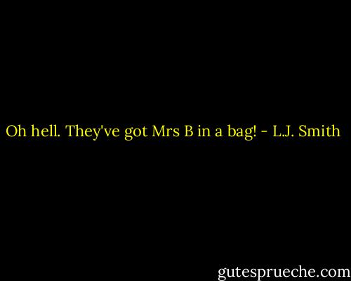 Oh hell. They've got Mrs B in a bag! - L.J. Smith