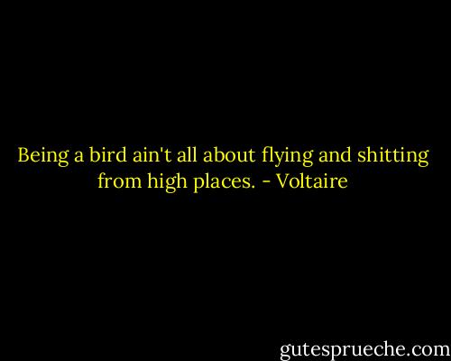 Being a bird ain't all about flying and shitting from high places. - Voltaire