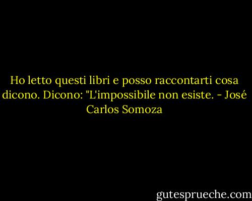 Ho letto questi libri e posso raccontarti cosa dicono. Dicono: "L'impossibile non esiste. - José Carlos Somoza