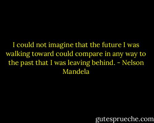 I could not imagine that the future I was walking toward could compare in any way to the past that I was leaving behind. - Nelson Mandela