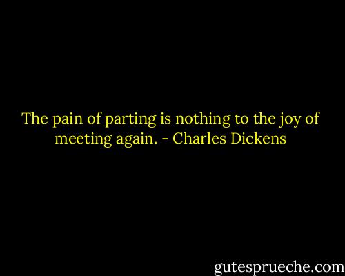 The pain of parting is nothing to the joy of meeting again. - Charles Dickens