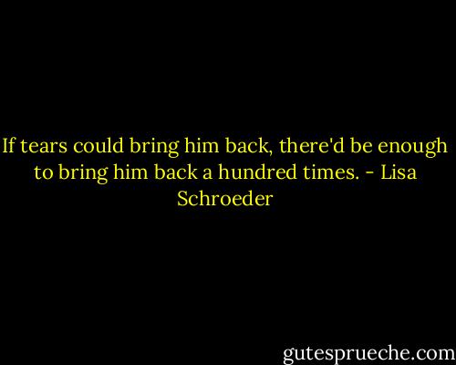 If tears could bring him back, there'd be enough to bring him back a hundred times. - Lisa Schroeder