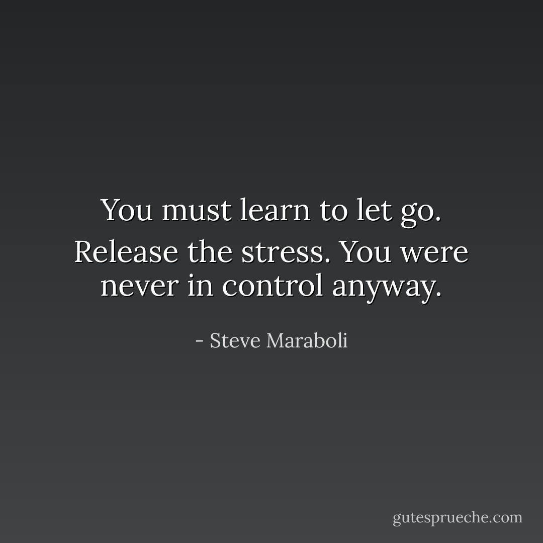 You must learn to let go. Release the stress. You were never in control anyway. - Steve Maraboli