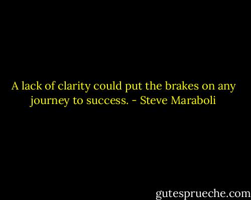 A lack of clarity could put the brakes on any journey to success. - Steve Maraboli