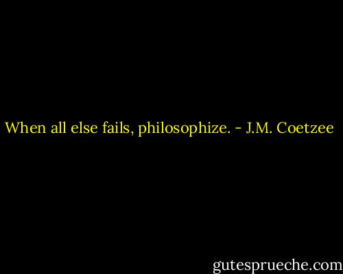 When all else fails, philosophize. - J.M. Coetzee