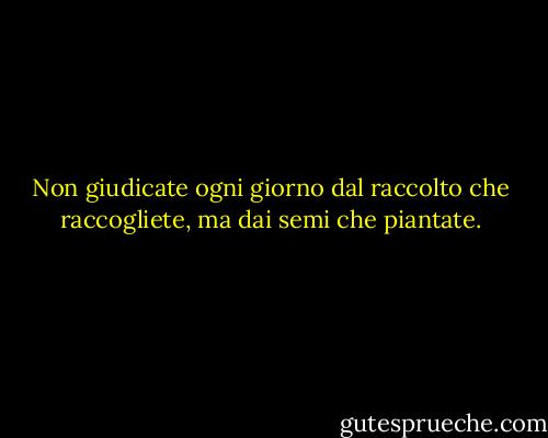 Non giudicate ogni giorno dal raccolto che raccogliete, ma dai semi che piantate. - Robert Louis Stevenson