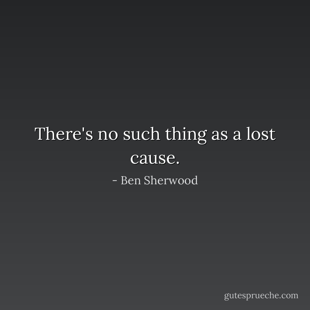 There's no such thing as a lost cause. - Ben Sherwood
