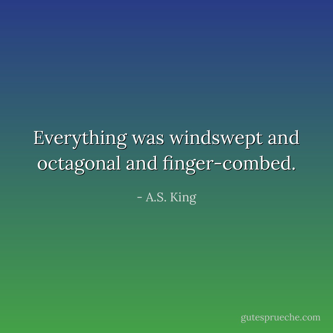 Everything was windswept and octagonal and finger-combed. - A.S. King