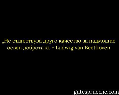 „Не съществува друго качество за надмощие освен добротата. - Ludwig van Beethoven