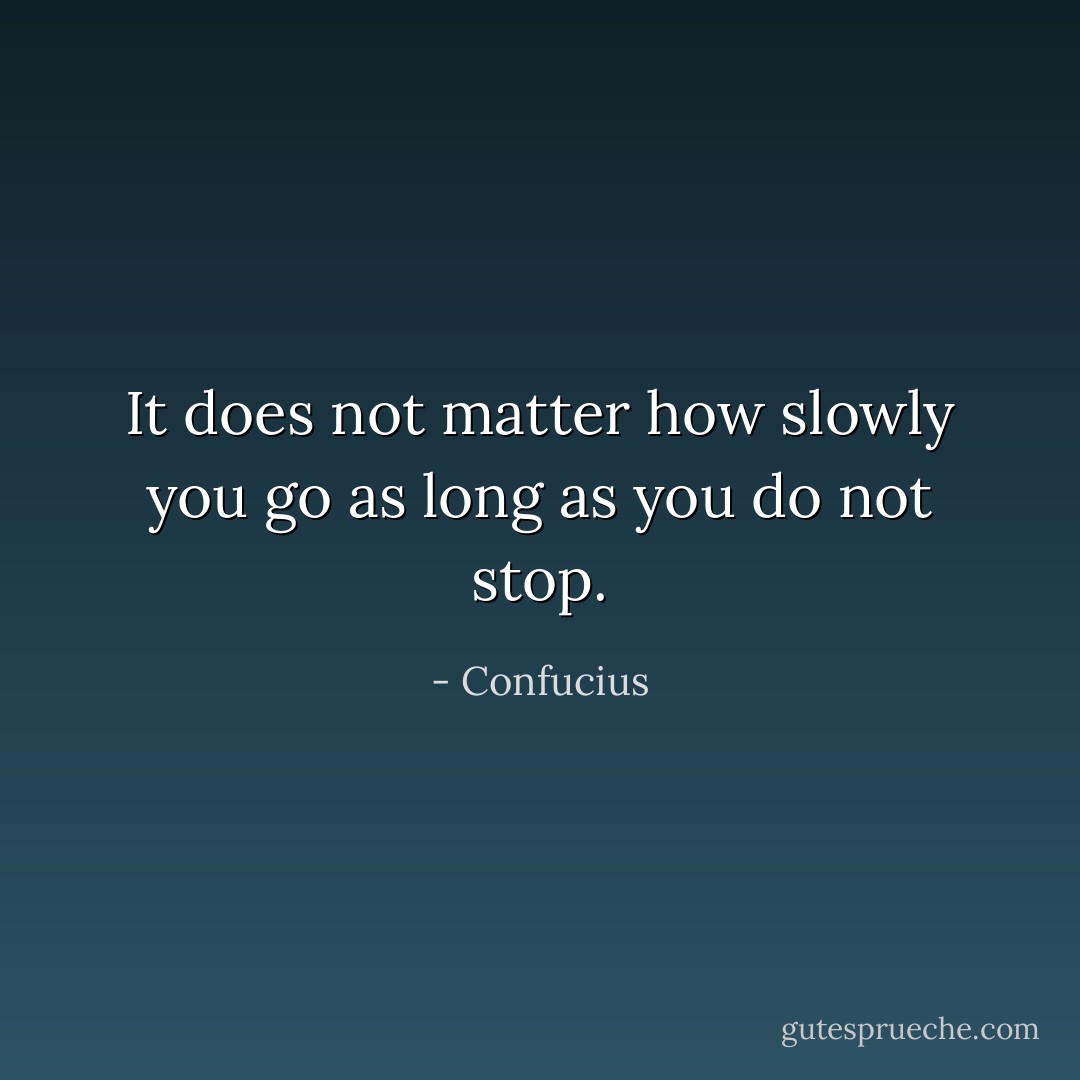 It does not matter how slowly you go as long as you do not stop. - Confucius