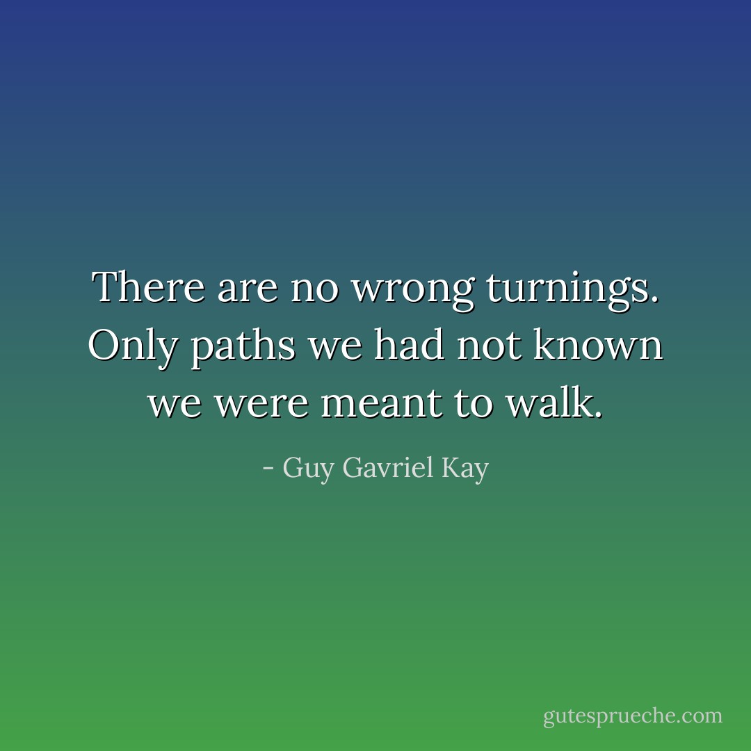 There are no wrong turnings. Only paths we had not known we were meant to walk. - Guy Gavriel Kay