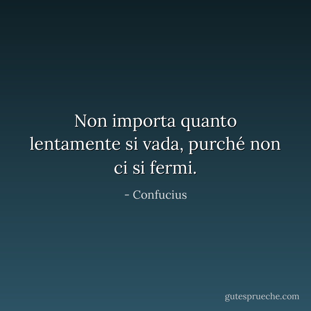 Non importa quanto lentamente si vada, purché non ci si fermi. - Confucius