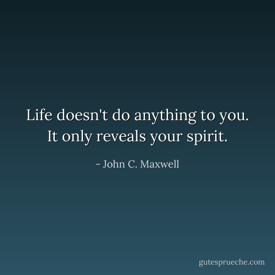 Life doesn't do anything to you. It only reveals your spirit. - John C. Maxwell