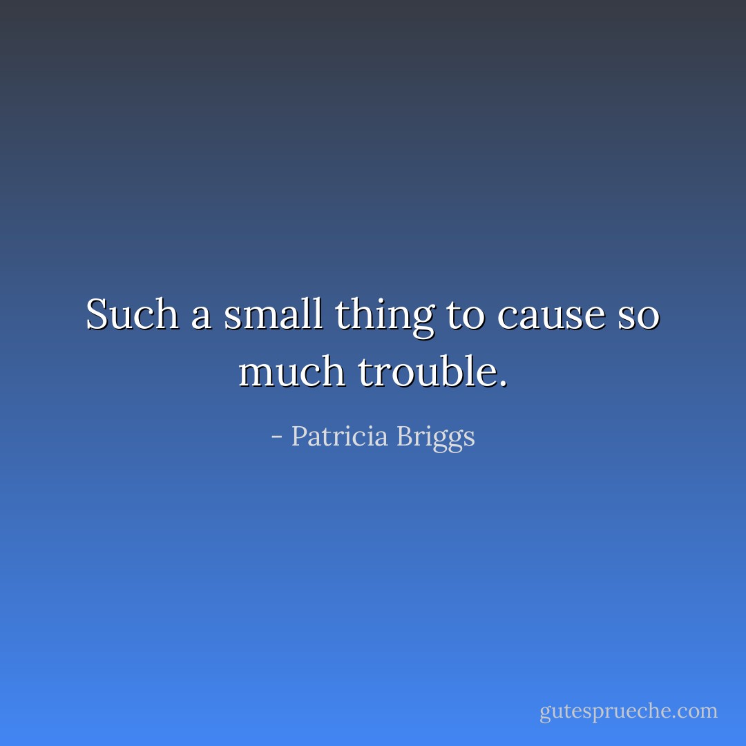 Such a small thing to cause so much trouble. - Patricia Briggs