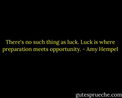 There's no such thing as luck. Luck is where preparation meets opportunity. - Amy Hempel