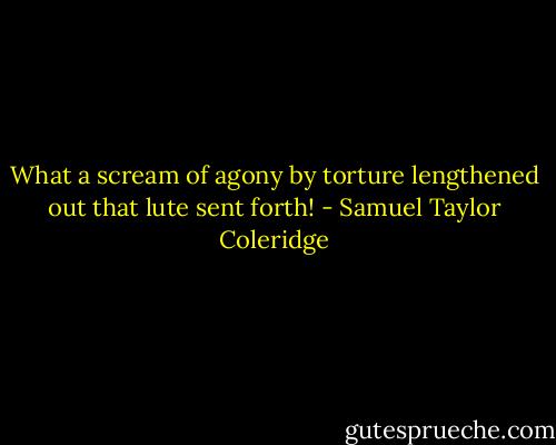 What a scream of agony by torture lengthened out that lute sent forth! - Samuel Taylor Coleridge