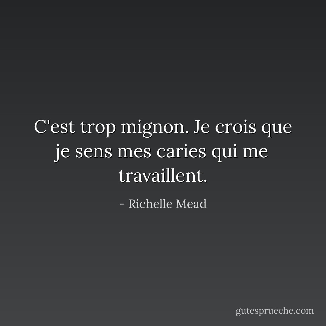 C'est trop mignon. Je crois que je sens mes caries qui me travaillent. - Richelle Mead