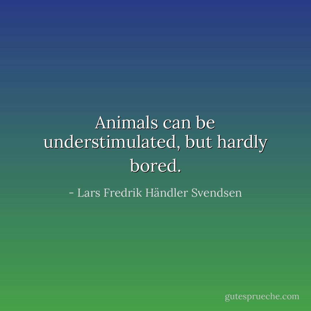 Animals can be understimulated, but hardly bored. - Lars Fredrik Händler Svendsen