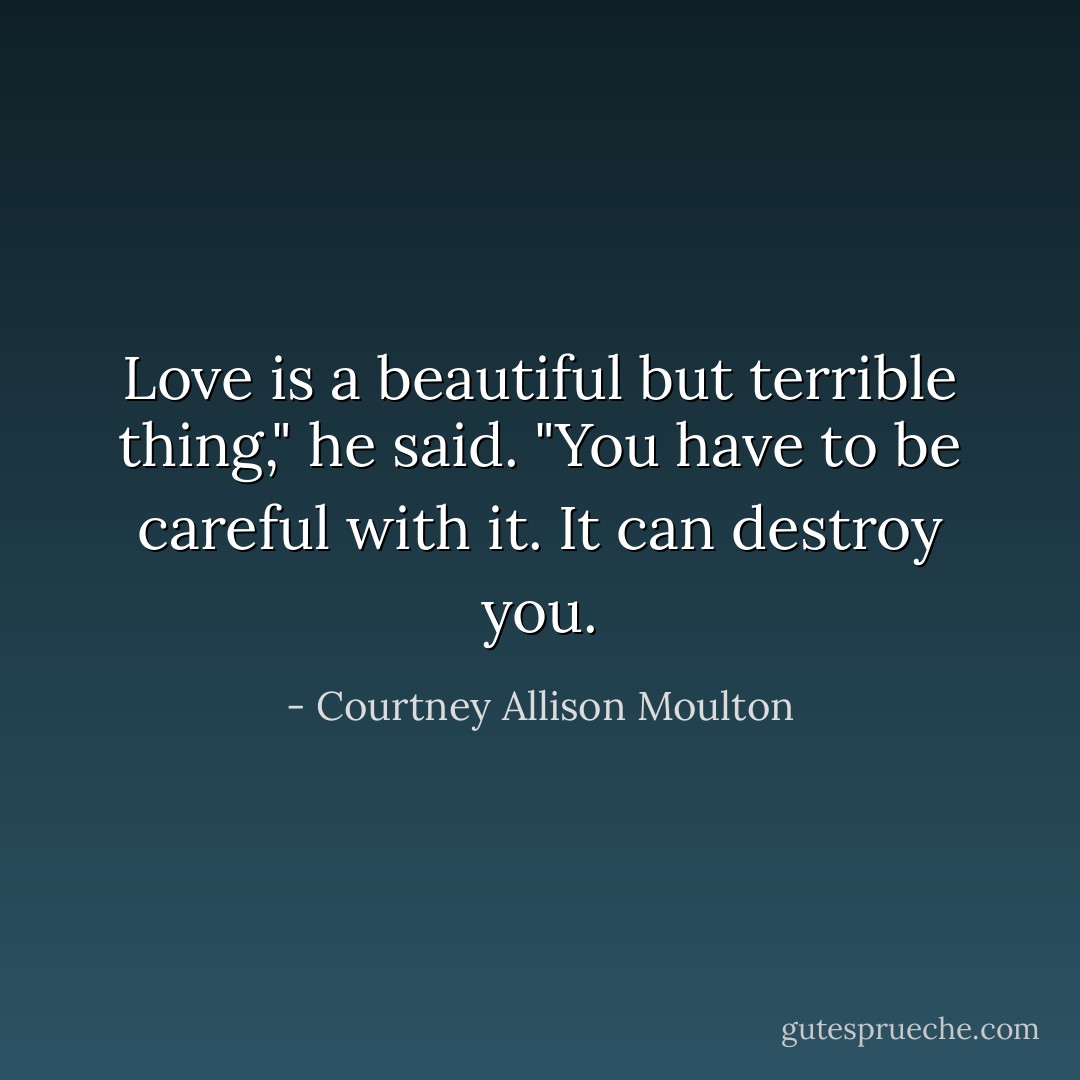 Love is a beautiful but terrible thing," he said. "You have to be careful with it. It can destroy you. - Courtney Allison Moulton