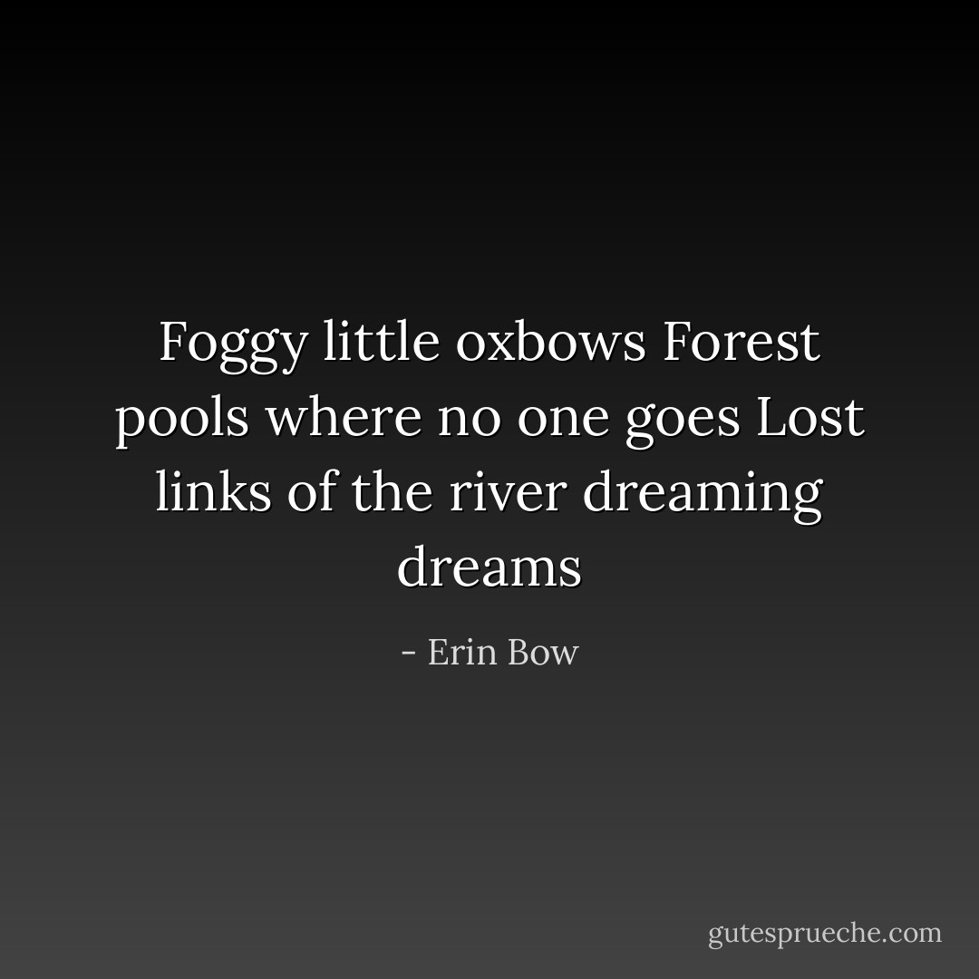 <i>Foggy little oxbows<br />Forest pools where no one goes<br />Lost links of the river dreaming dreams</i> - Erin Bow