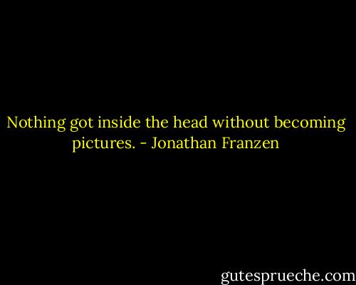 Nothing got inside the head without becoming pictures. - Jonathan Franzen