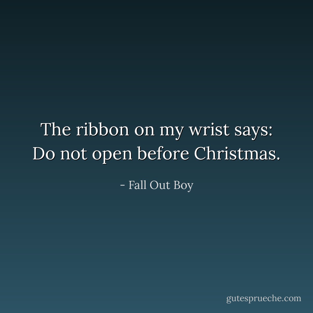 The ribbon on my wrist says: Do not open before Christmas. - Fall Out Boy