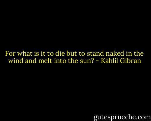 For what is it to die but to stand naked in the wind and melt into the sun? - Kahlil Gibran
