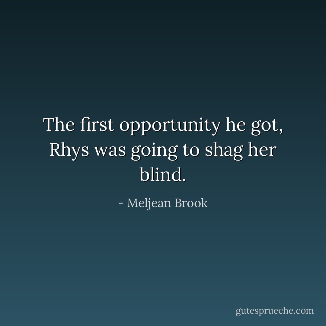 The first opportunity he got, Rhys was going to shag her blind. - Meljean Brook